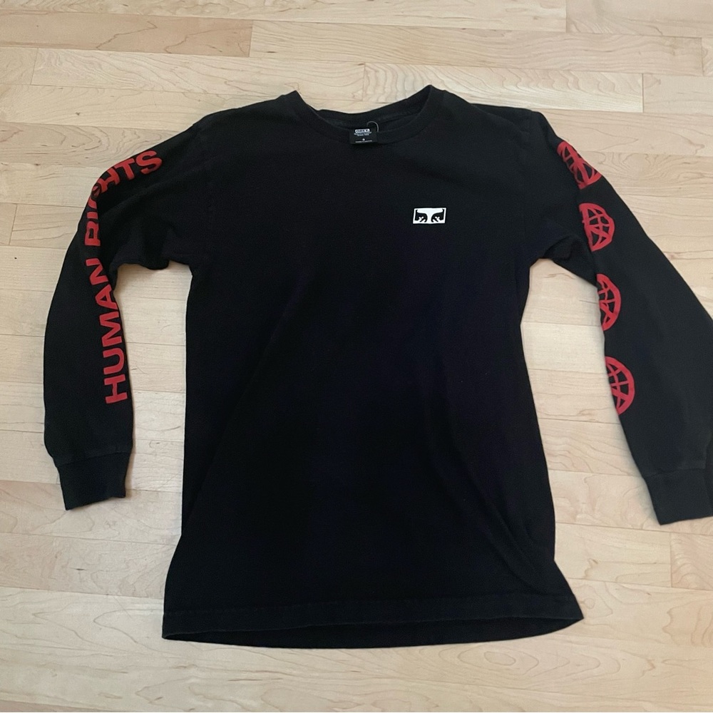 Obey Black Long Sleeve Small T-Shirt - Human Rights